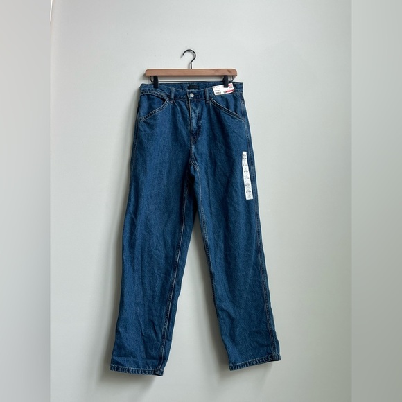 Uniqlo Wide Fit Tapered Leg Jeans Unisex Size 30 High Rise 100% Cotton 65 Blue - Picture 3 of 15